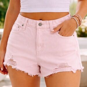 Aerie - Light Pink Distressed Denim Shorts - Size Medium - Summer Vacation